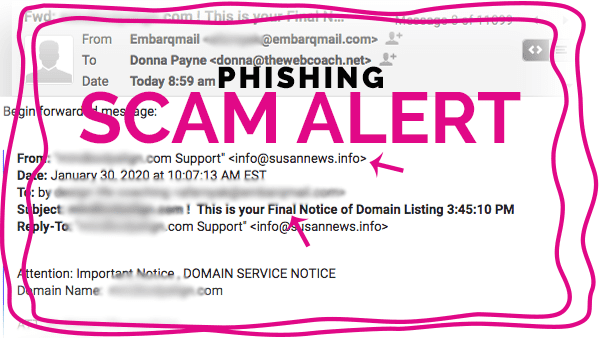 WEB COACH TIP: [EMAIL Phishing SCAM ALERT] This is your final notice of domain listing!